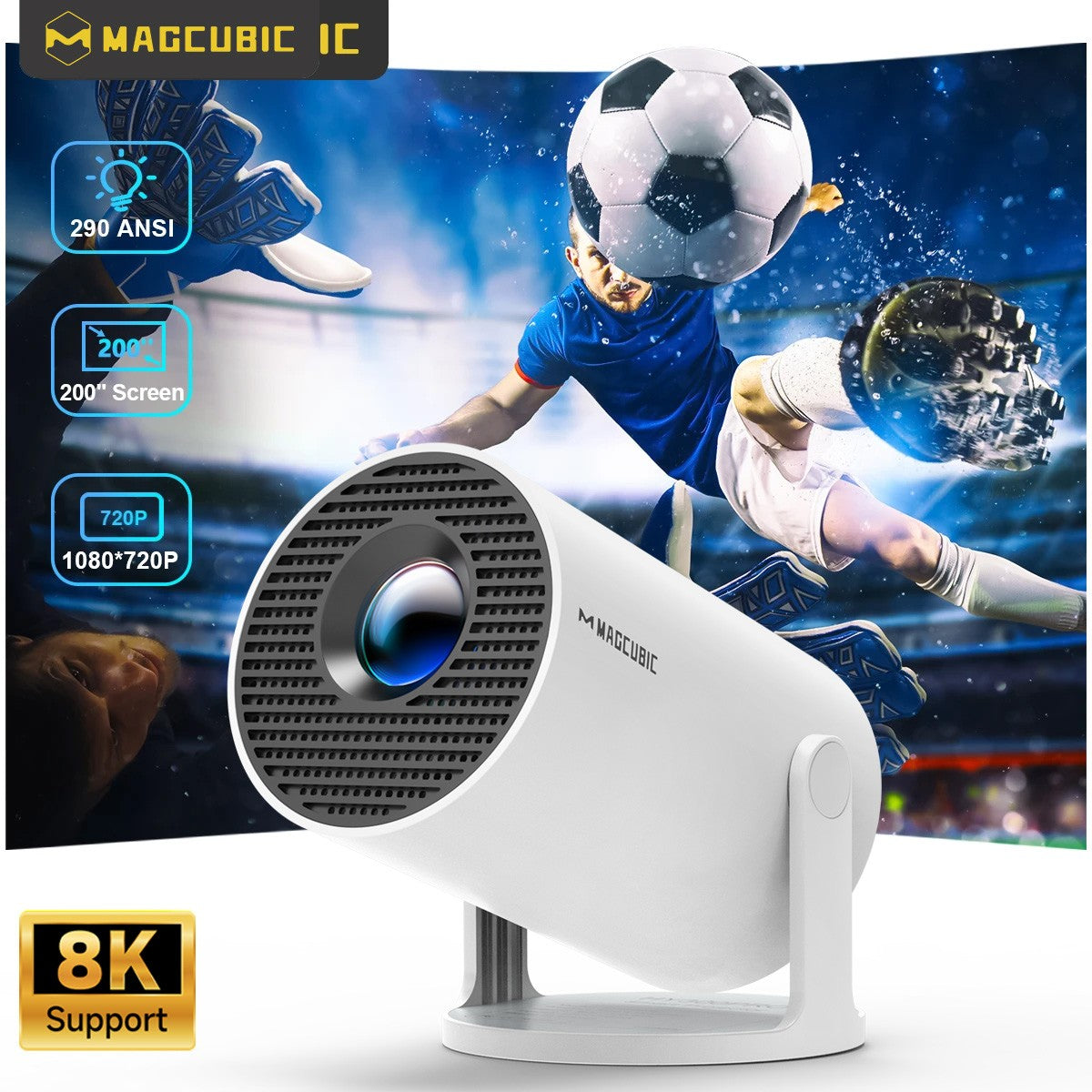 Magcubic Projector HY300 PRO 8K Android 14 Dual Wifi6 290ANSI Allwinner H726 BT5.4 1080P 1280*720P Home Cinema Outdoor Projetor