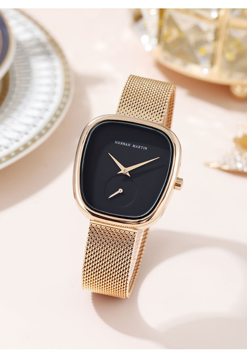 HANNAH MARTIN Brand Original Luxury Women Watch Rose Gold Fashion Stainless Steel Quartz Movement Waterproof Women Dress Watches