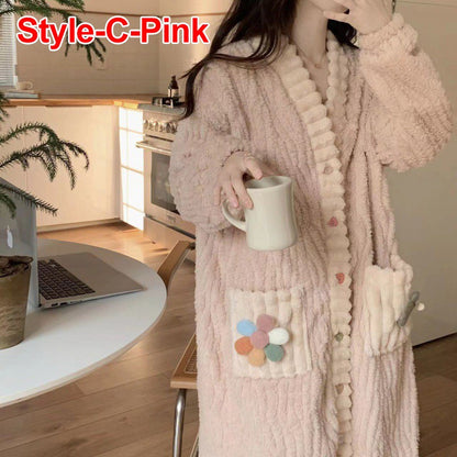 Winter Women's New Pajamas Homewear Suit Women's Fall and Winter Warm Clothes Coral Velvet Leisure Pajamas Padded Homewear