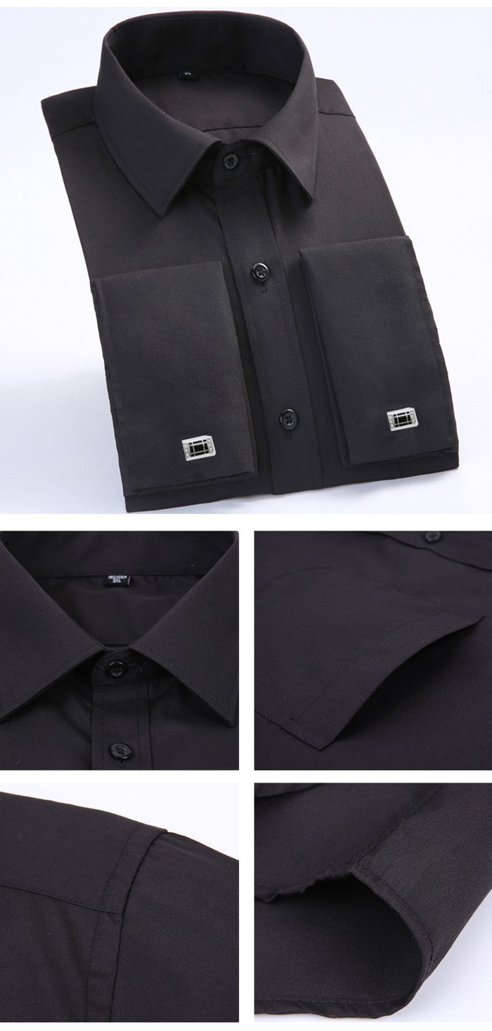 Men's French Cuff Dress Shirt  Long Sleeve Formal Business Buttons Male Shirts Regular Fit Cufflinks Shirt Plus size 6XL