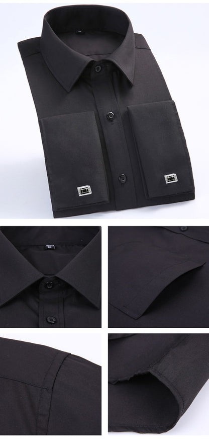Men's French Cuff Dress Shirt  Long Sleeve Formal Business Buttons Male Shirts Regular Fit Cufflinks Shirt Plus size 6XL