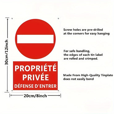 [Durable Vintage Metal Sign] Durable Vintage Metal Sign - 'Private Property No Entry' Wall-Mounted Outdoor Decor, English French