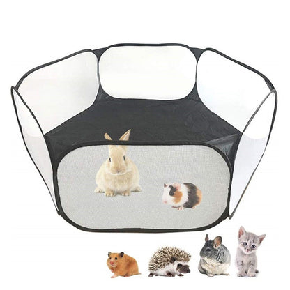 Cercado Portátil para Pequenos Animais Gaiola Transparente para Gatos e Cães Tenda Pet Cercadinho Dobrável Aberto Para Cães Hamsters Coelhos Porquinhos-da-Índia
