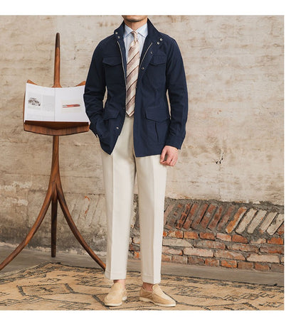 Three Spring and Summer Light Vertical Collar Waist Half Hanging M65 British Jacket Men's Retro Hunting Wear Waterproof Jacket