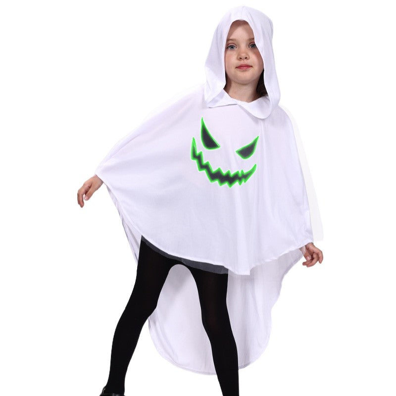 New Halloween Adult Funny Cape White Ghost Cloak Glowing cloak in the darkness Cosplay Costume Masquerade Carnival Cloak