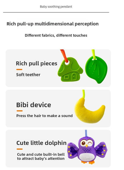 Brinquedos de Chocalho para Bebês Animais de Berço Carrinho de Bebê para Recém-Nascidos Brinquedos de Boneca de Pelúcia Educativos para Treinamento de Habilidades de Agarrar para Bebês de 0 a 12 Meses