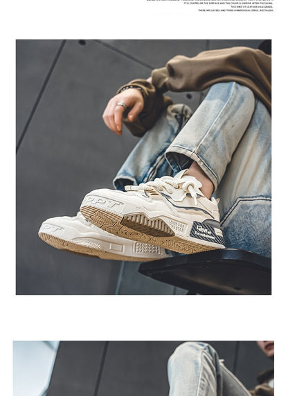 Men's Trendy Skate Shoes, Comfy Non Slip Casual Lace Up Sneakers For Men's Outdoor Activities