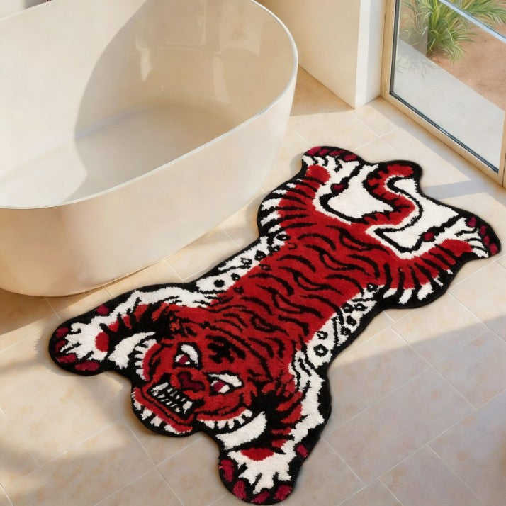 Tiger Pattern Bedroom Decor Plush Carpet Irregular Shape Carpets for Living Room Thick Study Irregular Floor Mat Fluffy Soft Rug