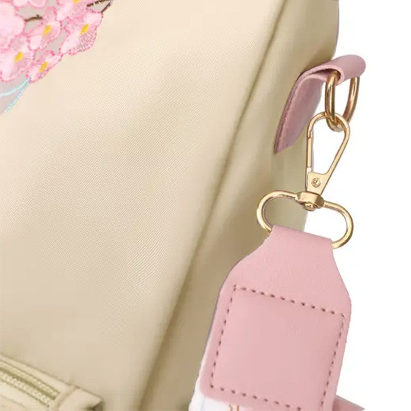 Neutral style backpack for men and women, suitable for daily travel and outings. Features a rear zipper with printed design.