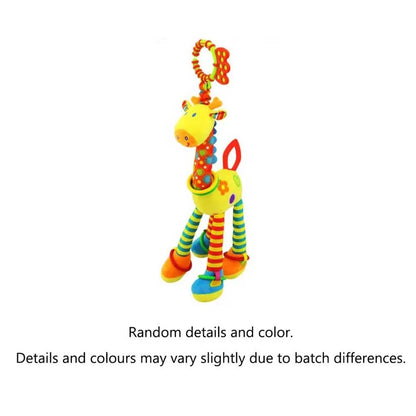 1pcs Soft Giraffe Animal Handbells Rattles Plush Infant Toddler Car Bed Hanging Toy Baby Early Education Development Handle Toys
