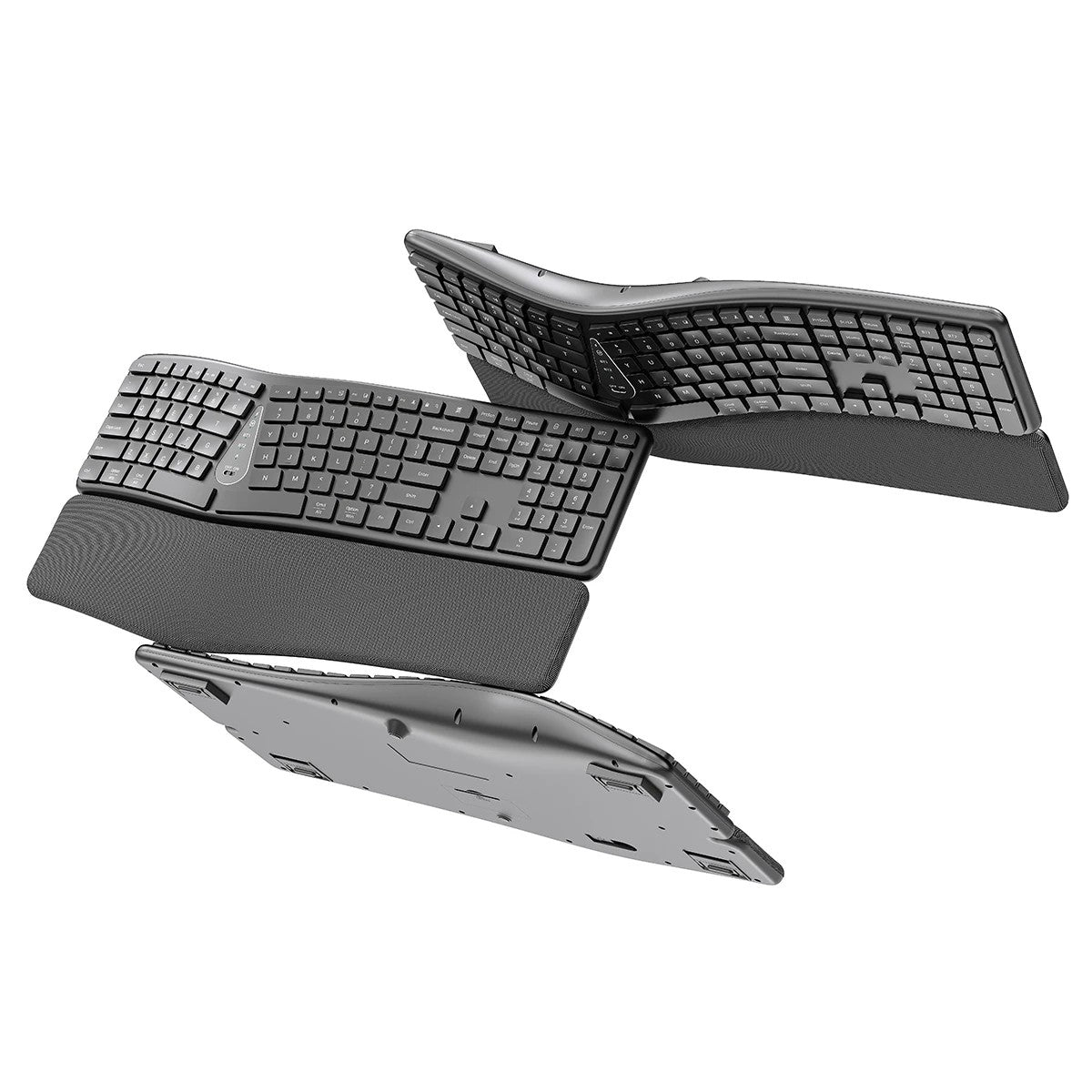 Teclado Sem Fio Ergonômico 2.4G, Digitação Natural Confortável, Apoio para as Mãos, Teclado Bluetooth Recarregável Multidispositivo para Laptop