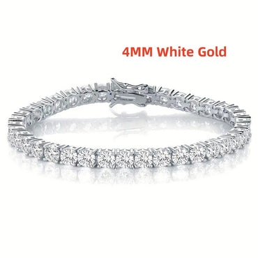 Factory Price Real S925 Sterling Silver Plated 18K Gold 5A Grade Zircon Black Tennis Bracelet for Men and Women Fashion Jewelry