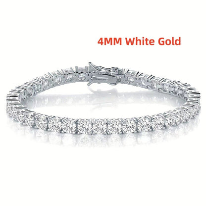 Preço de Fábrica Prata Esterlina Real S925 Banhada a Ouro 18K Zircônia 5A Grau Pulseira Tennis Preta para Homens e Mulheres Joia da Moda