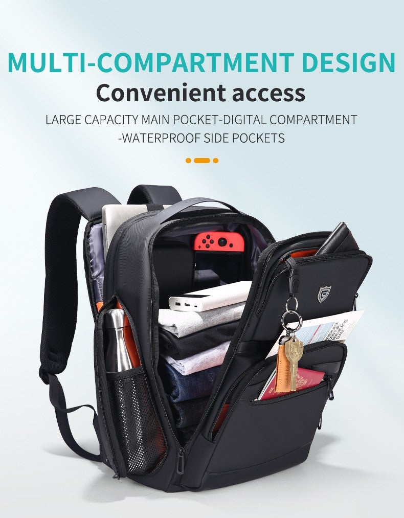 Fenruien Men 36L Business Backpack USB Waterproof  Multi Pocket Backpacks Fit 17.3 Inch Laptop