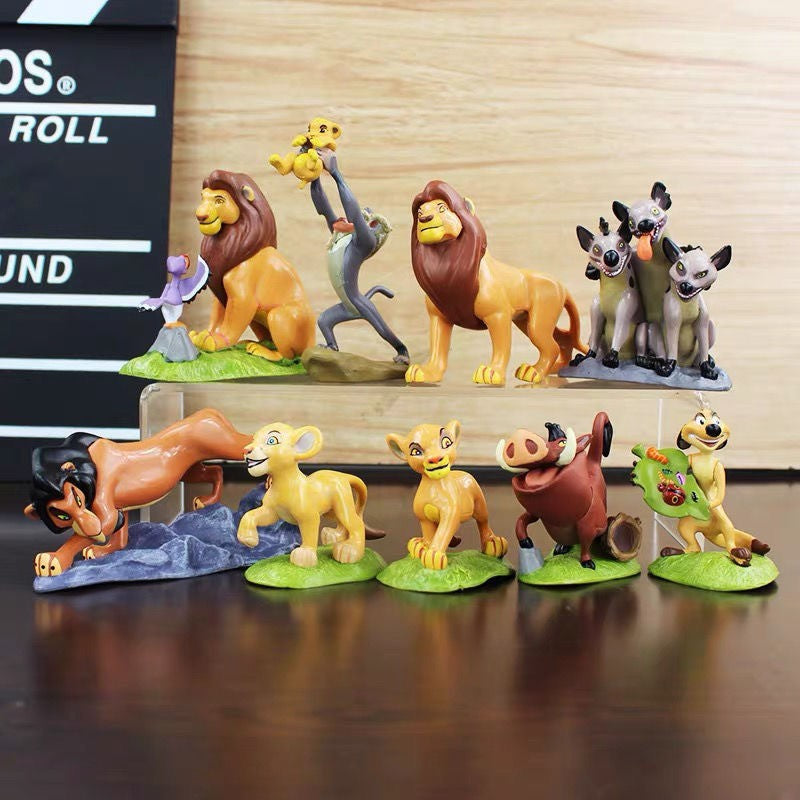 Anime O Rei Leão Simba Nala Timão Modelo Linda Estatueta Brinquedos para Meninos Enfeite de Carro Presentes de Festival para Crianças 9Pçs/Conjunto