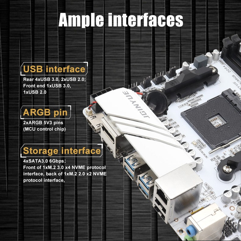JGINYUE B350 Chip Placa-mãe MINI-ITX AM4 DDR4 para Desktop Gaming AMD Placa-mãe B350I-PLUS ARGB Sata NVME