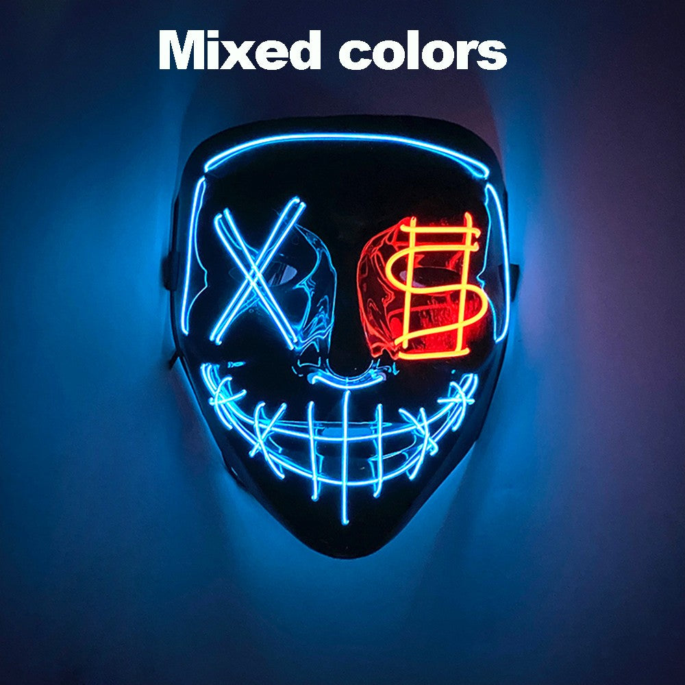 2026 Halloween Party Supplies Luminous LED Purge Mask Wireless EL Neon Light Full Face Mask Cosplay For Adult Glow In The Dark