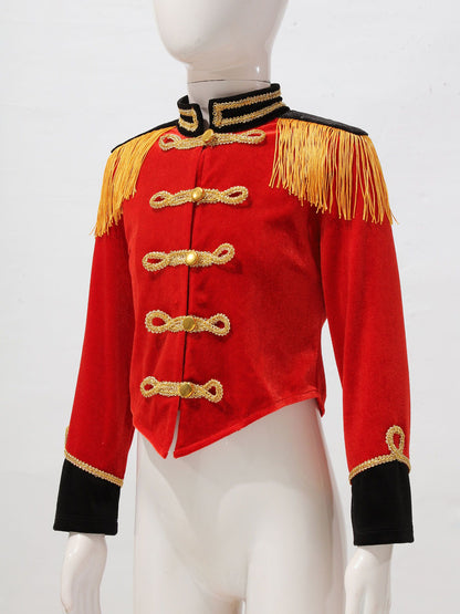 Boys Girls Drum Major Team Uniform Nutcrackers Costume Set Marching Band Tassel Jacket Coat Hat Outfits for Drummer Performance