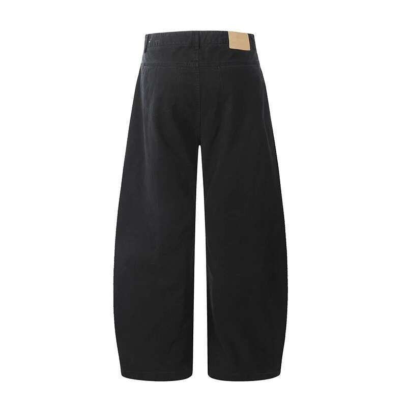 Calça Cargo Masculina de Verão, Nova, Cor Sólida, Lavada, com Corte em Curva, Calça Simples de Perna Larga, Solta, Masculina, Cleanfit, Parte de Baixo N6TY