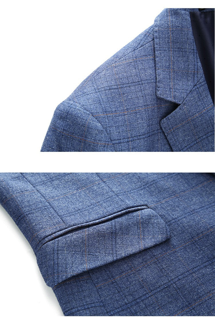 Mens Suits 3 Piece Business Office Formal Set Checkered Pattern Slim Fit Blazer Vest Pants High Quality Luxury Work Wedding