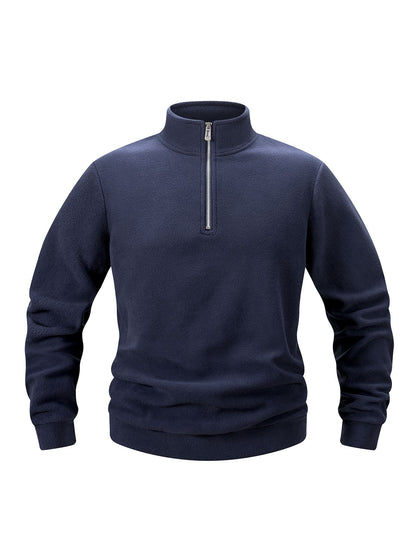 2025 Men Casual Fleece Sweatshirts Tops Men Sport Classic Stand Collar Sweatshirts Men’s Quarter Zip Hoodie Basic Pullover 3XL
