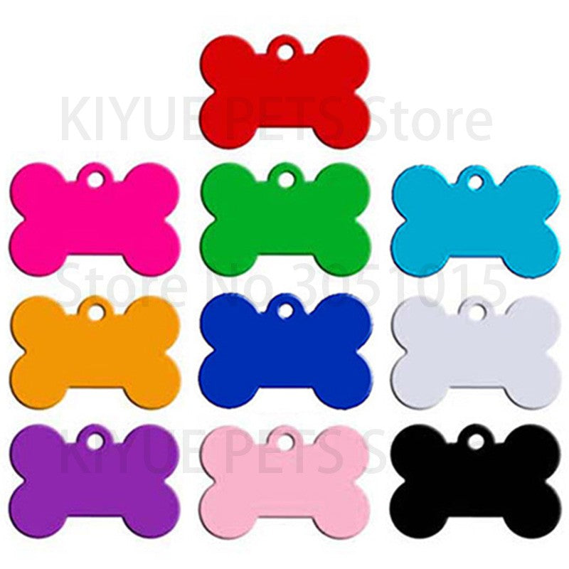 Wholesale 100Pcs Bone Dog ID Tag Engraving Pet Dog ID Tags Collars Bone Name Number Tags Customized Anodizing aluminum Puppy Tag
