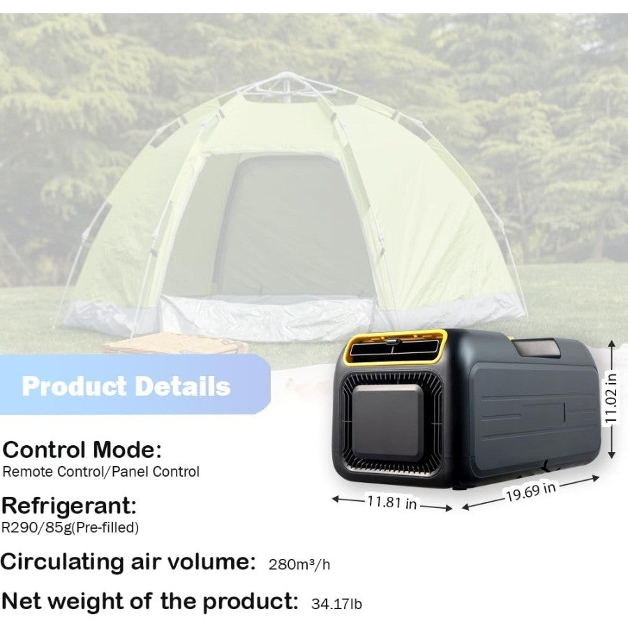 Ar condicionado portátil de 4500 BTUs, unidade de refrigeração 5 em 1 com kit de instalação para barraca de acampamento, caminhão, trailer, van e uso doméstico, baixo consumo de energia.