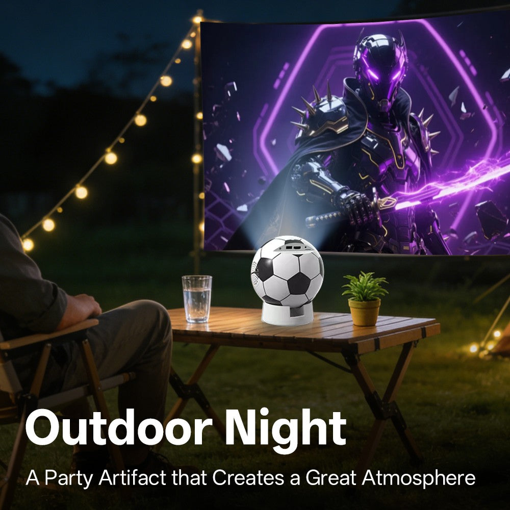 MSAI Soccer Q8 Projector 4K 720P Android 12 Auto Focus Dual-Band WiFi Multi-Language Projector for Camping Bedroom Outdoor Movie