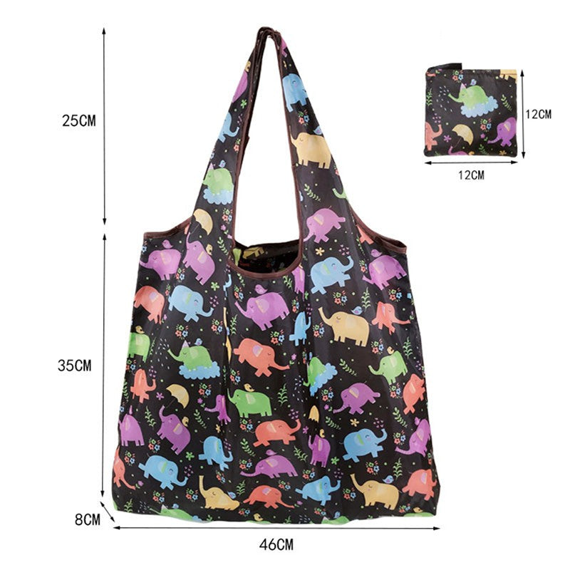 Foldable Floral Printed Casual Tote Female Handbags Single Shoulder Shopping Bags Daily Use Environment Protection Beach Bag
