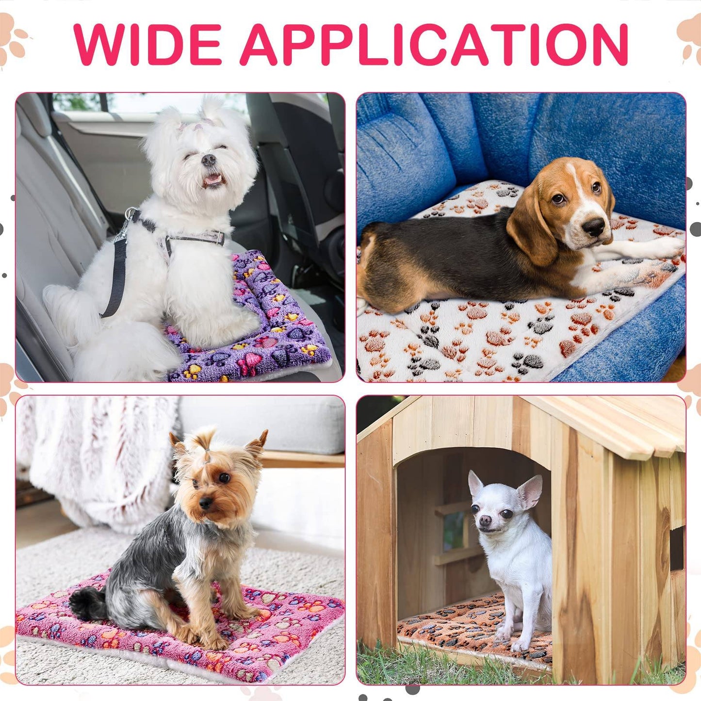 Cama de Cachorro de Flanela Grande, Cama de Gato Espessa, Tapete de Dormir para Cachorros, Cobertor para Filhotes de Cachorro e Gato, Tapete para Cachorros Pequenos, Médios e Grandes