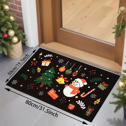 VIKAMA Modern Style Christmas Bath Door Mat Non-Slip Absorbent Rug Water Absorbing Skid-Resistant Mat for Bathroom Home Decor