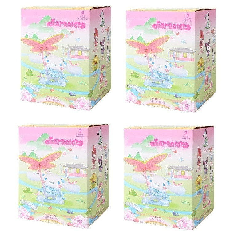 Sanrio Nova Série Flor de Rima Blind Box Kawaii Kuromi Pochacco Cinnamoroll Melody Caixa Surpresa Boneca Sacola Surpresa Decoração Brinquedo Presente