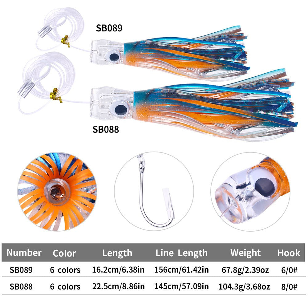 1 Isca de Corrico 65G/100G Pesca em Barco em Águas Profundas Isca de Atum Polvo Iscas de Água Salgada para Mahi Marlin Wahoo Acessórios de Pesca de Grande Porte