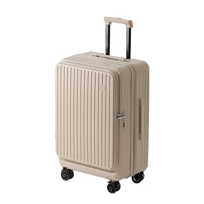 Mala de Viagem Grande Capacidade Expansível Multifuncional Abertura Lateral Case de Bordo Suporte para Copo Rodas com Freio Amortecedor