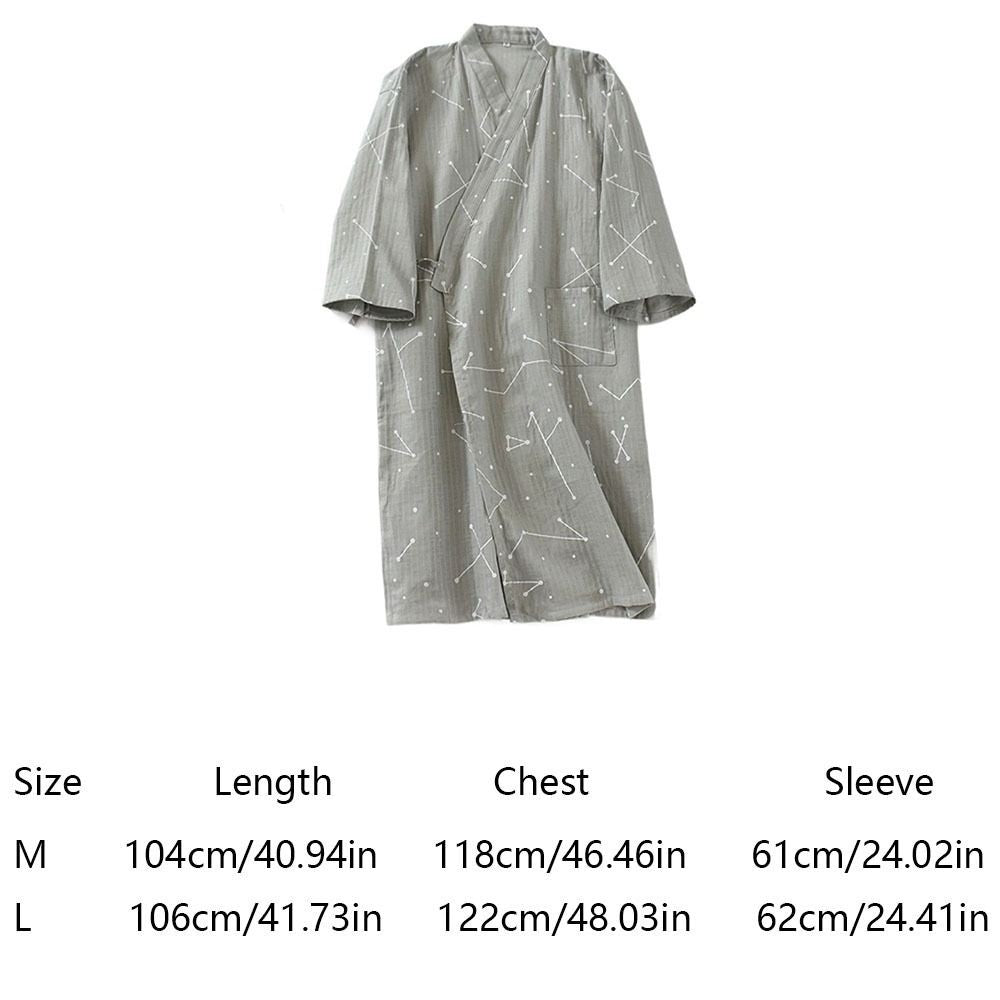 Bath Robe V-Neck Men's Kimono Bathrobe Long Sleeve Loose Japanese-Style Yukata C