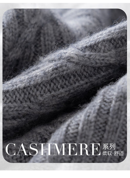 Autumn Winter 100% Cashmere Hat Double Layer Thickened Reversible Cold-Proof Unisex Knitted Wool Hat Versatile Ear Protection