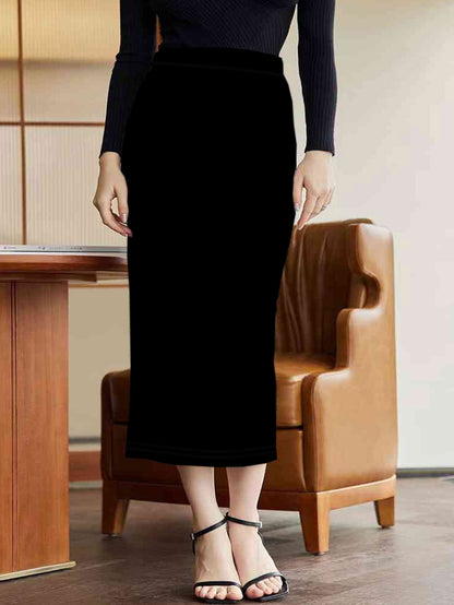 Spring and summer new plus size women's fashion temperament wind slit design solid color half-body skirt