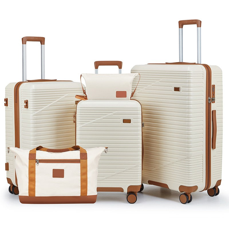 Conjunto de Bagagem de 20/24/28 Polegadas, 5 Peças de Bagagem ABS com Nécessaire e Bolsa de Mão Leve 2,6KG para Viagens em Família e Férias