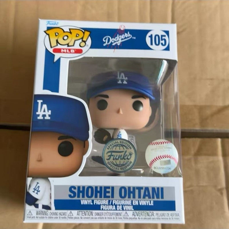 Funko Pop Baseball League Dodgers Shohei Ohtani Q-Edition Boneco de Ação Modelo 105 106 Boneco de Vinil Artesanal Presente Fofo para Fã