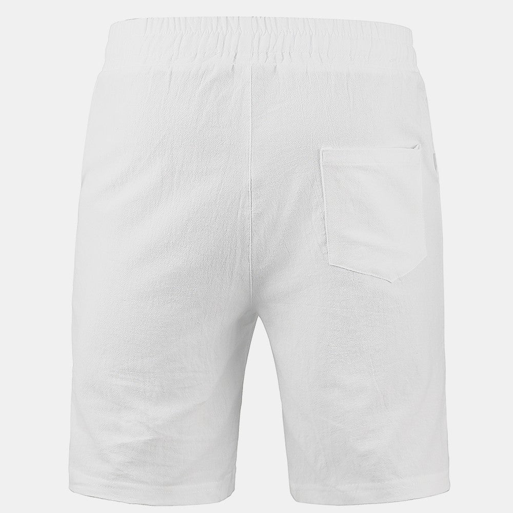 KB New Men's Cotton Linen Shorts Pants Male Summer Breathable Solid Color Linen Trousers Fitness Streetwear S-3XL