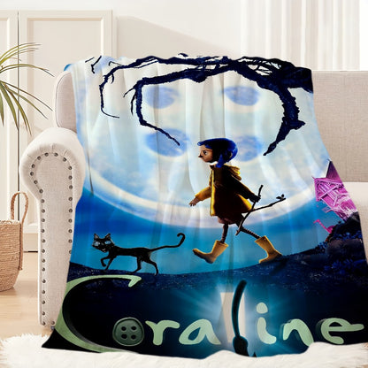 Cartoon C-Coraline Movie Blanket Plush Nap Sofa rug for Living Room Warm Office Bedroom Birthday Home Travel Kid Gifts