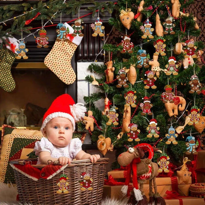 Christmas Gingerbread Man Ornaments Xmas Tree Wooden Hanging Pendants 2026 New Year Party Home Decoration Kids DIY GIft