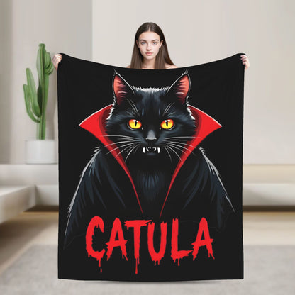 Funny Vampurr Vampire Cat Bites Again Flannel Blankets Halloween Awesome Throw Blanket for Quilt 200x150cm Soft