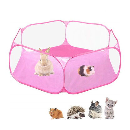 Cercado Portátil para Pequenos Animais Gaiola Transparente para Gatos e Cães Tenda Pet Cercadinho Dobrável Aberto Para Cães Hamsters Coelhos Porquinhos-da-Índia
