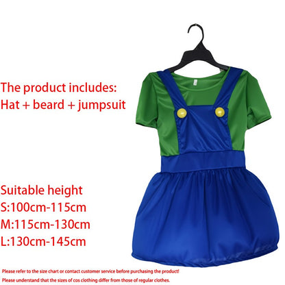 Game Marios Super Luigi Brothers Uniform Set Cosplay Costumes Funny Anime Adult Men Jumpsuit Woman Dress Halloween Costume
