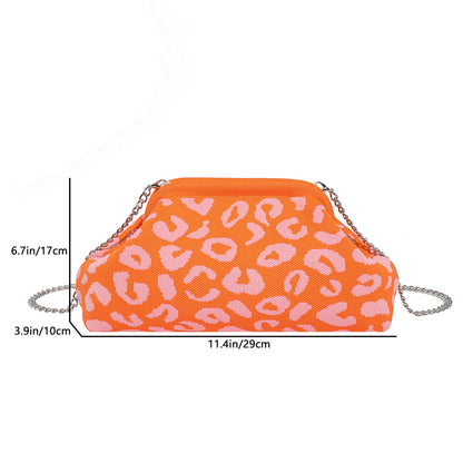 Dopamine Leopard Print Clutch Bag with Detachable Strap Leopard Print Shoulder Bag Leopard Crossbody Bag for Modern Ladies