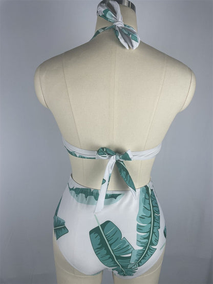 V-neck Halter Bikini Hollow Out Bandage Backless Monokini Vacation Swimwears Women Swimsuit Brazilian Beach Outfit Bathing Suits