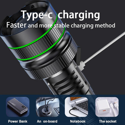20000000LM Most Powerful LED Flashlight Rechargeable Type-c Flashlight Long Range 2000M Tactical Torch Light For Fishing Hunting