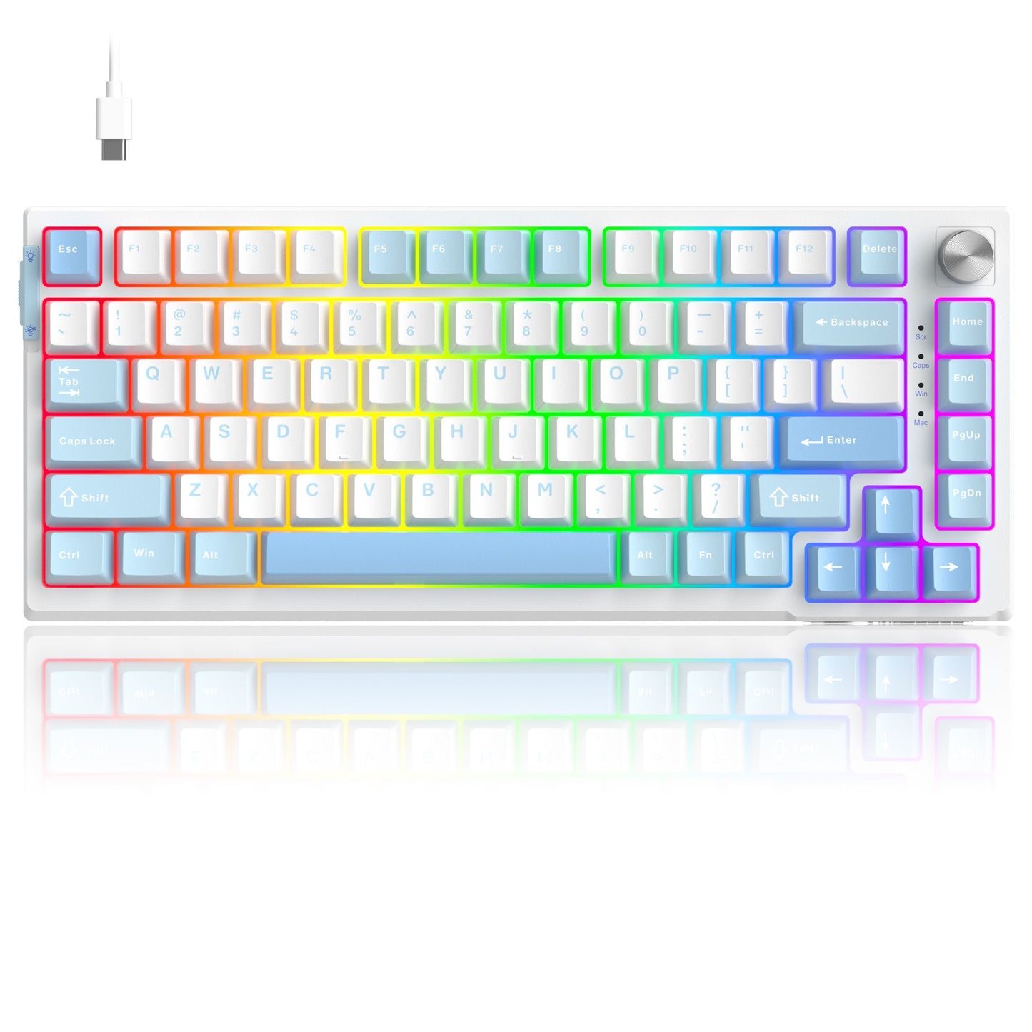Teclado Mecânico Gamer MageGee SKY81 75%, RGB Gasket Hot Swappable com Fio Personalizado, Amortecimento de Som Cremoso com Botão