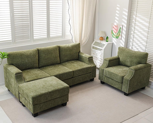 85" Sectional Couches with Storage Ottoman,L Shaped Couch with ,3-Seater Sofa,Thick Cushions,Small Sofas